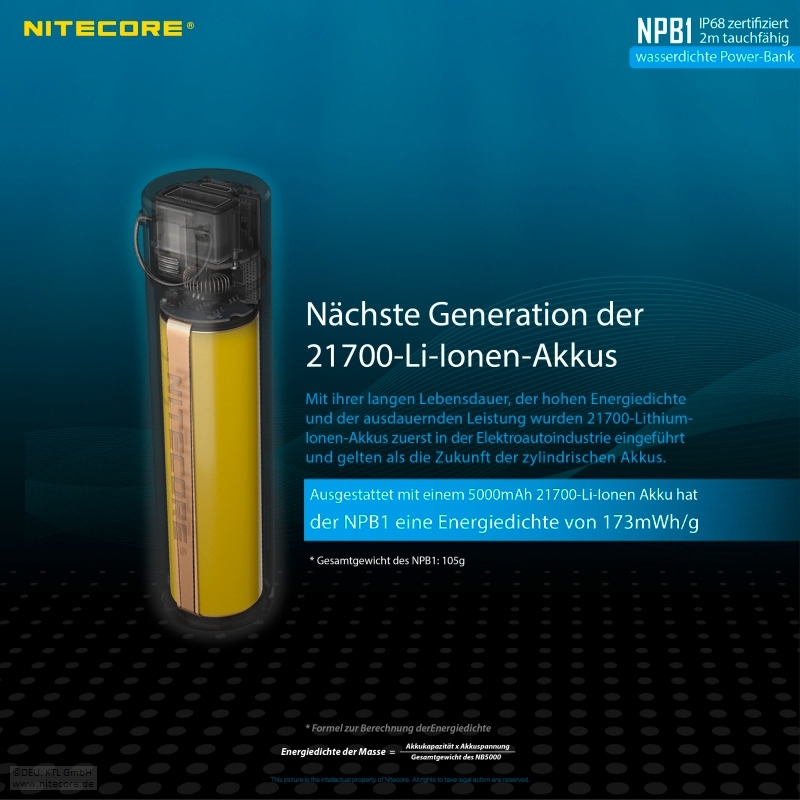 Nitecore Powerbank NBP 1 5000 mAh wasserdicht
