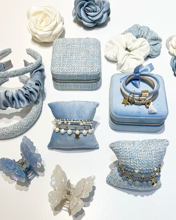 DARK Tweed Jewellery Box Mini Light Blue
