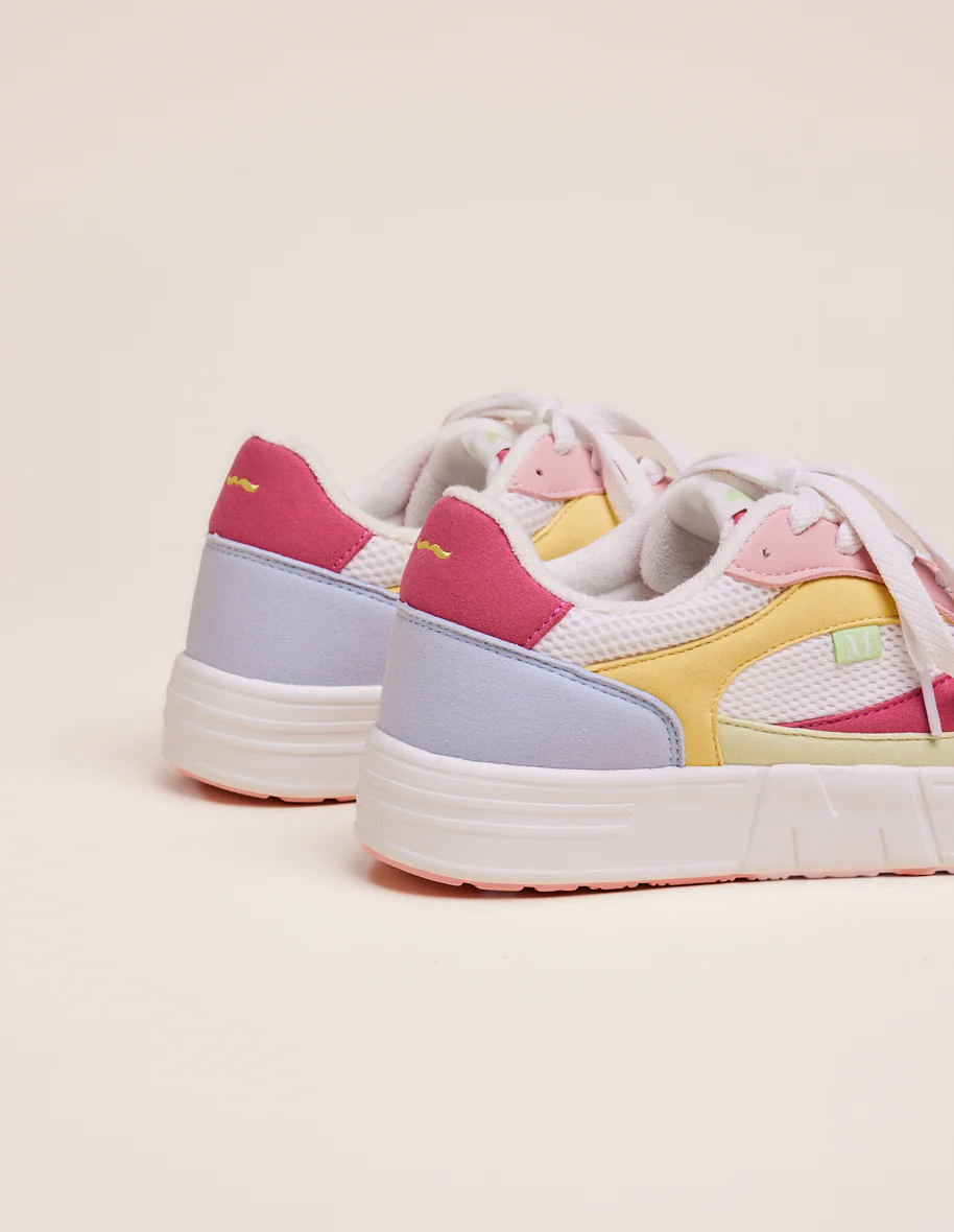 Baskets basses Aimée - Rose clair ciel blanc