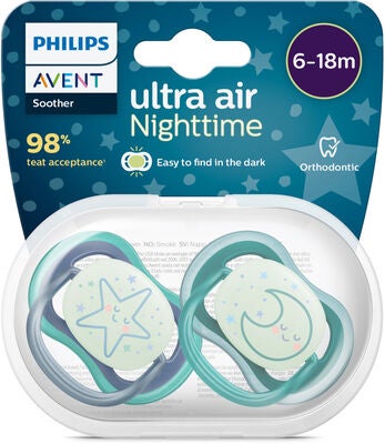 Philips Avent Ultra Air Night Smokker 2-Pack 6-18m, Grønn/Blå