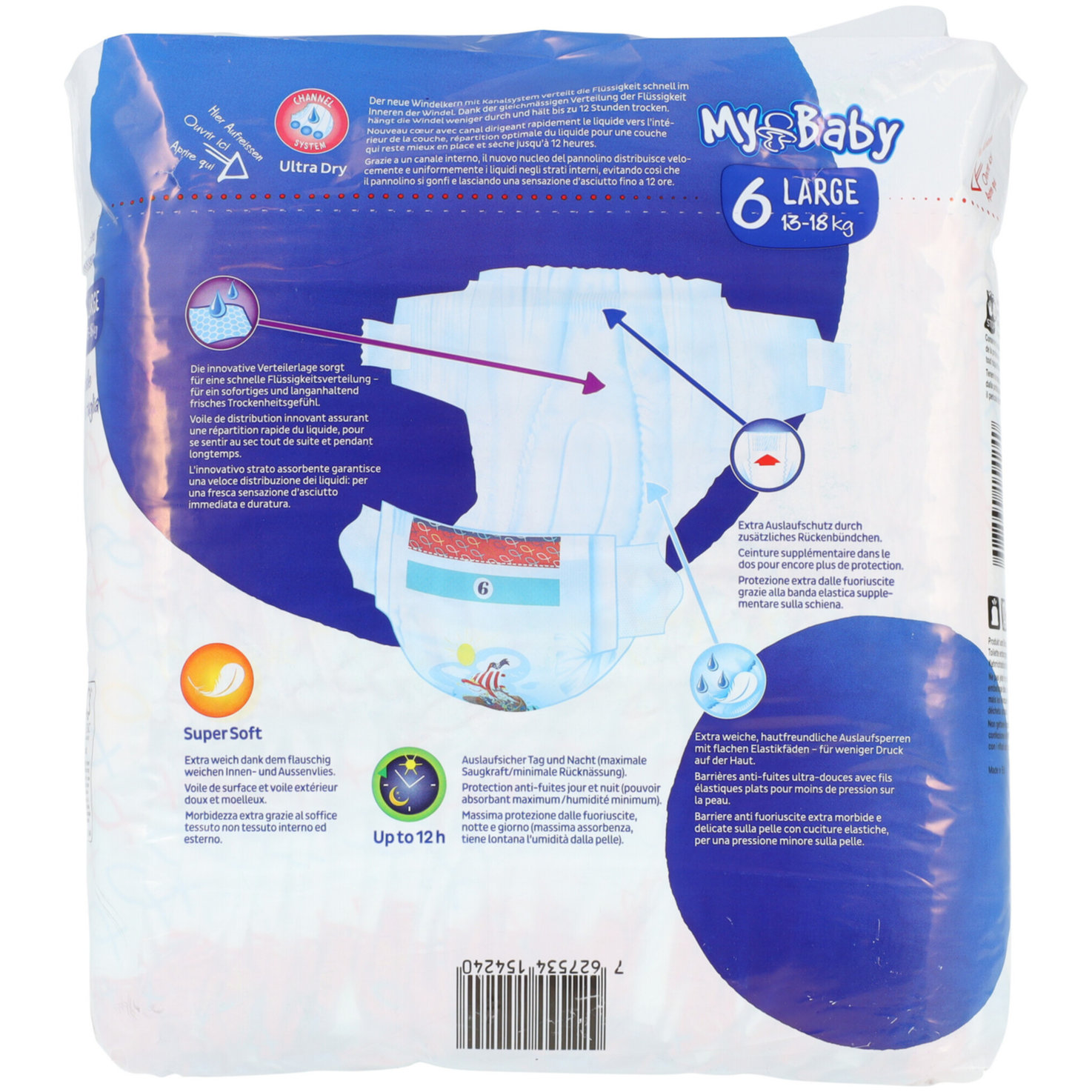 My Baby Windeln Grösse 6 Extra Large, 13-18kg, 32 Stück