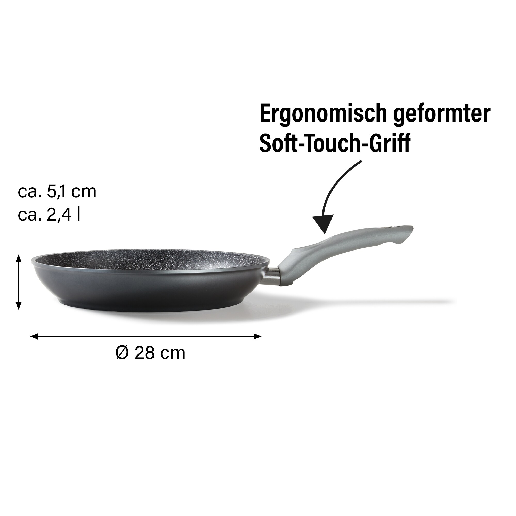 STONELINE® Gourmundo Bratpfanne 28 cm, Made in Germany, Induktion, antihaftbeschichtete Pfanne