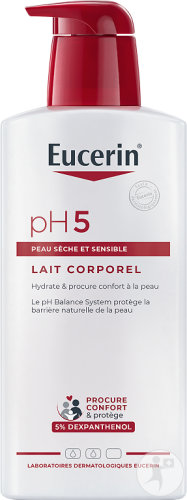 Eucerin pH5 Lait Corporel 5% Dexpanthénol Peaux Sèches Et Sensibles Flacon Pompe 400ml