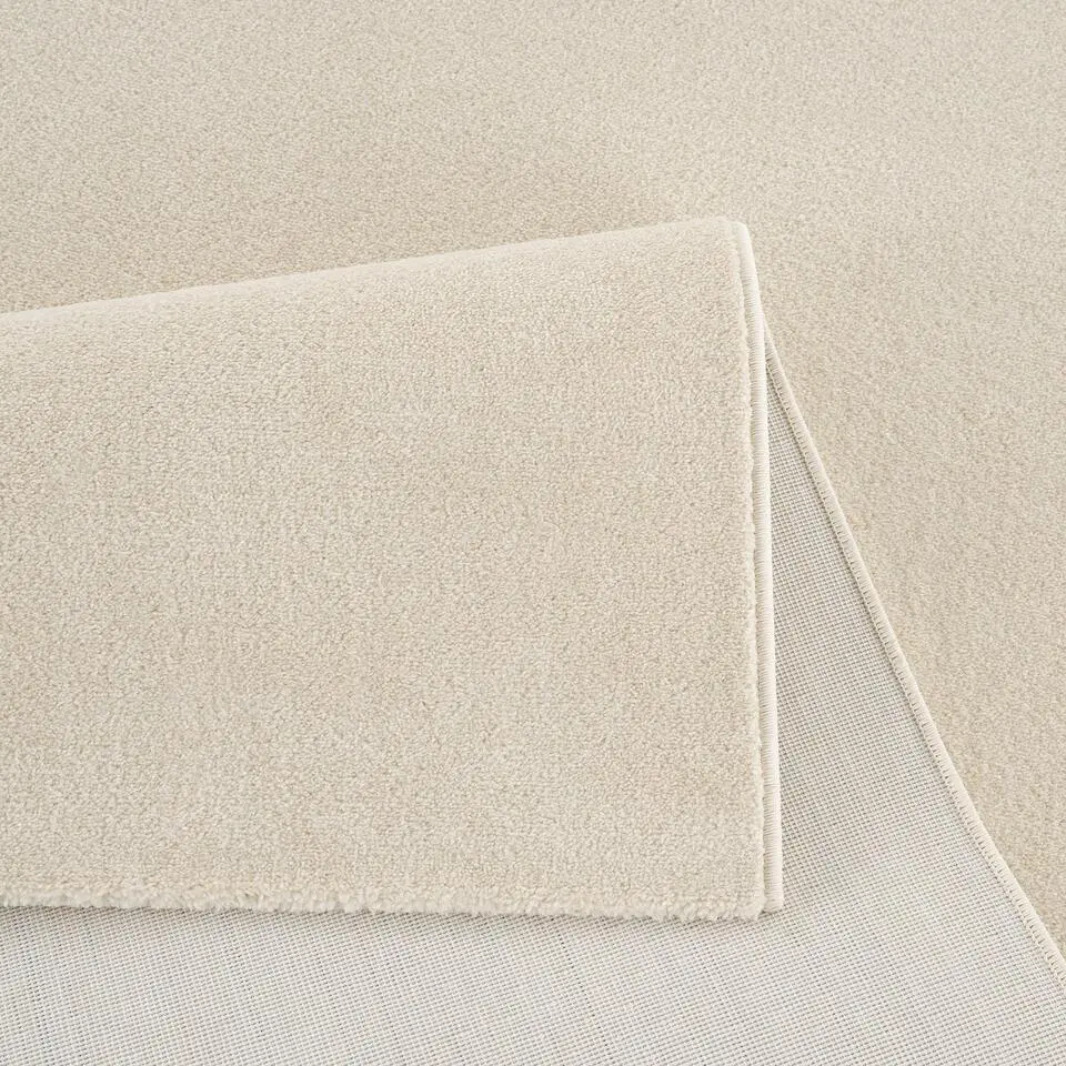 Uni Effen Laagpolig Vloerkleed Modern Creme - 200x290 CM