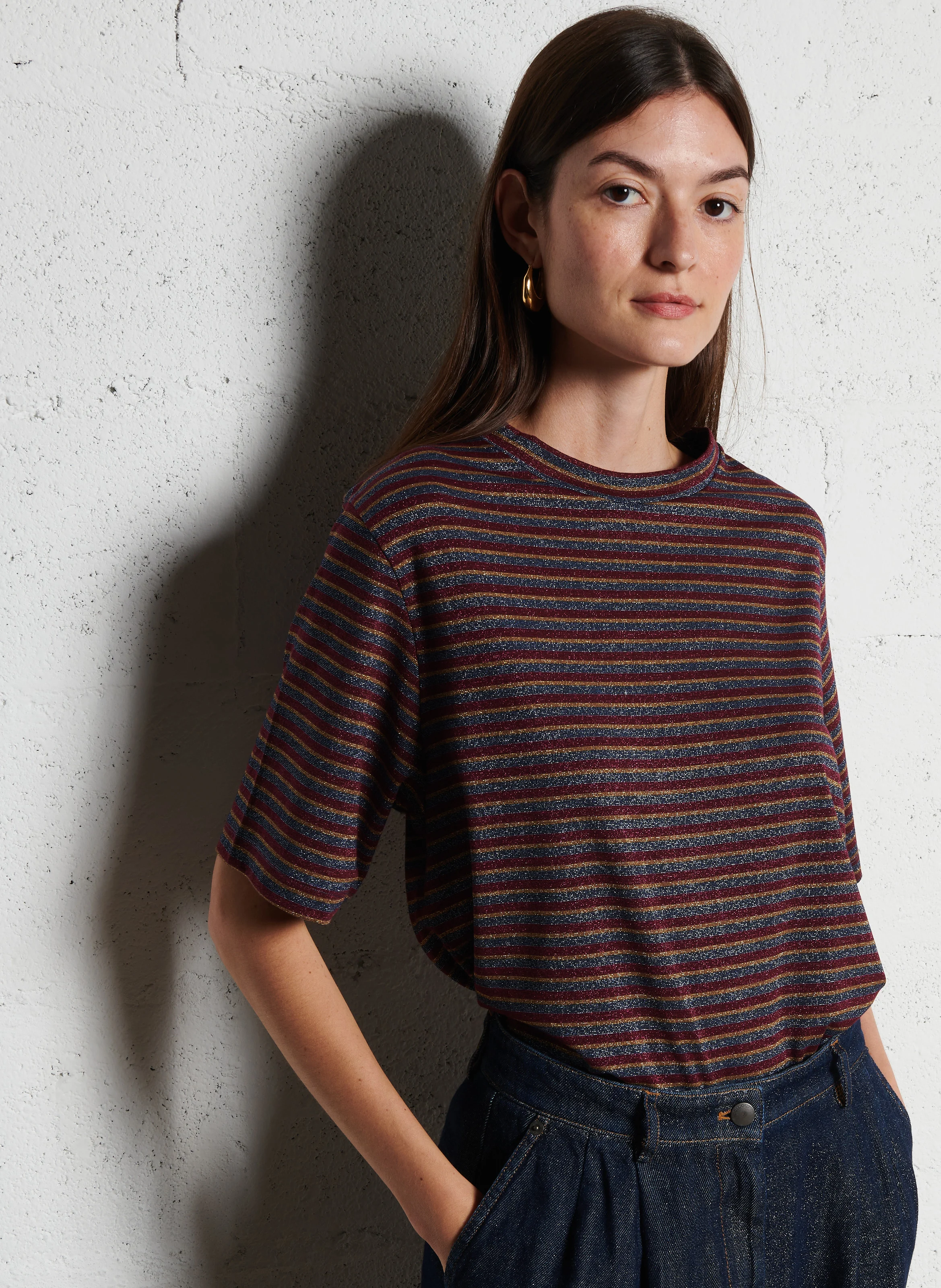 IORA - Tee-shirt col rond pailleté | Multicolore