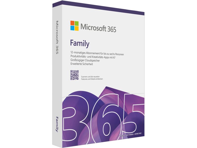 Microsoft 365 Family Box, 6 User, Deutsch Ein praktisches Abonnement für bis zu 6 Personen in Ihrer Familie