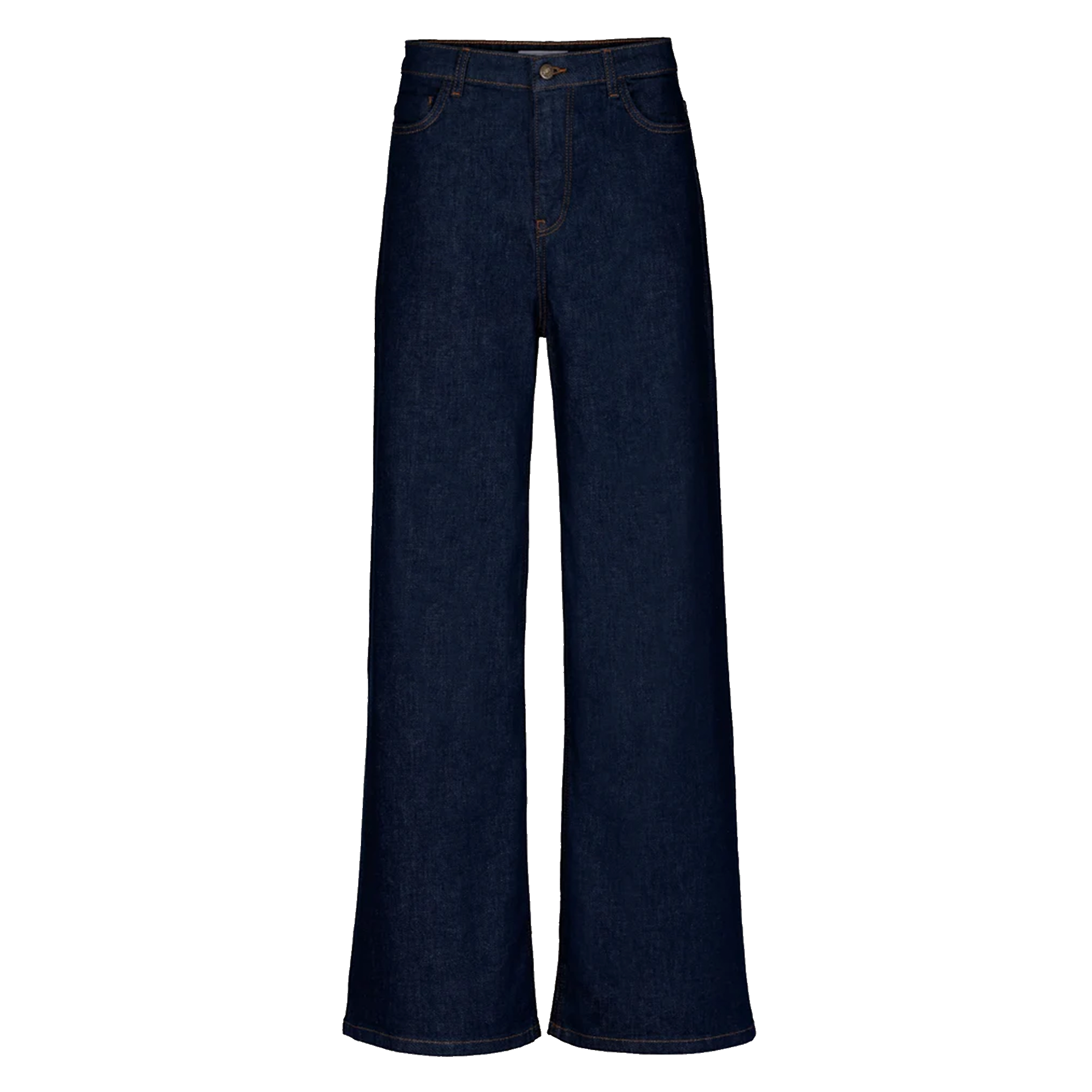 LINA - Jean ample taille haute en coton mélangé | Bleu
