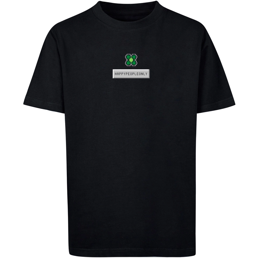 F4NT4STIC T-Shirt Silvester Happy New Year Pixel Kleeblatt schwarz