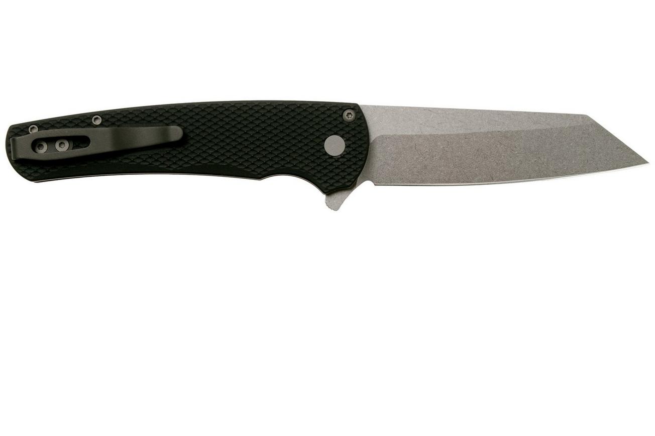 Pro-Tech Malibu 5205 Stonewashed 20CV Reverse Tanto, Black Textured Aluminum zakmes