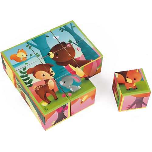 Janod blokpuzzel kubkid bosdieren - 9st