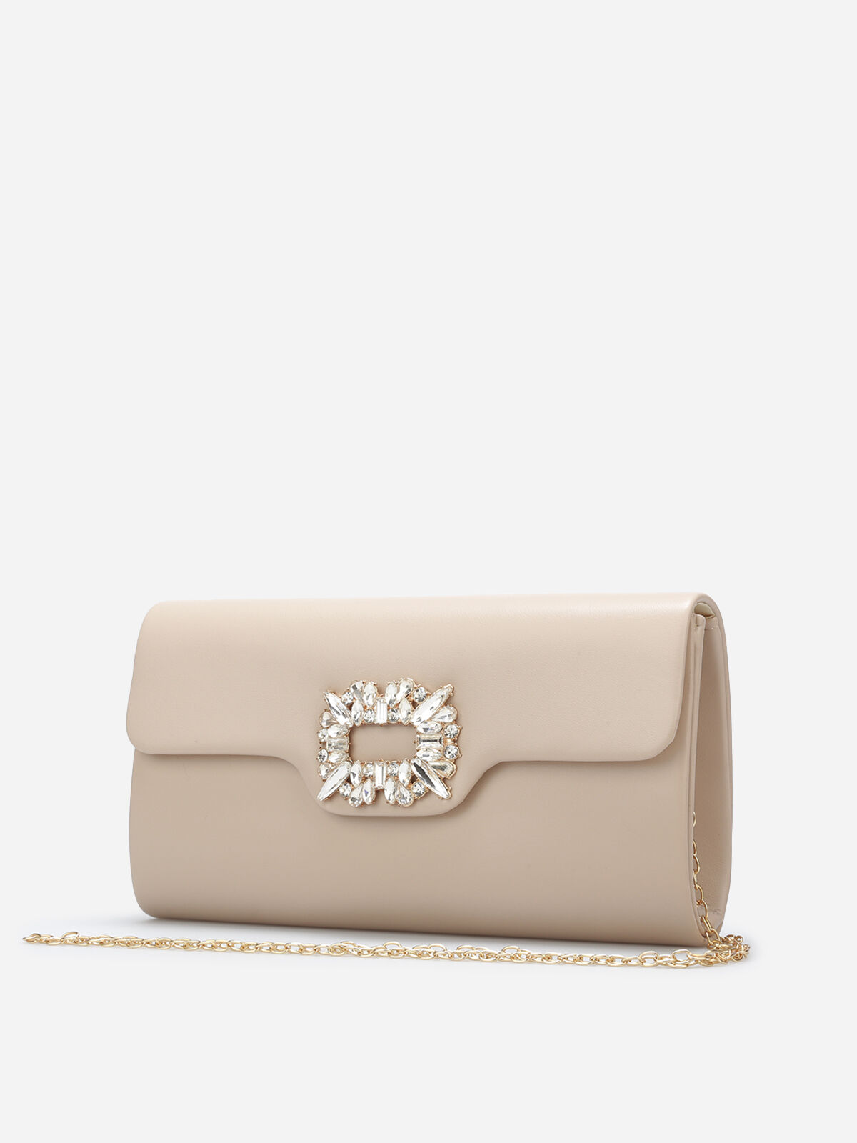 Pochette enveloppe à bijoux strass- Beige