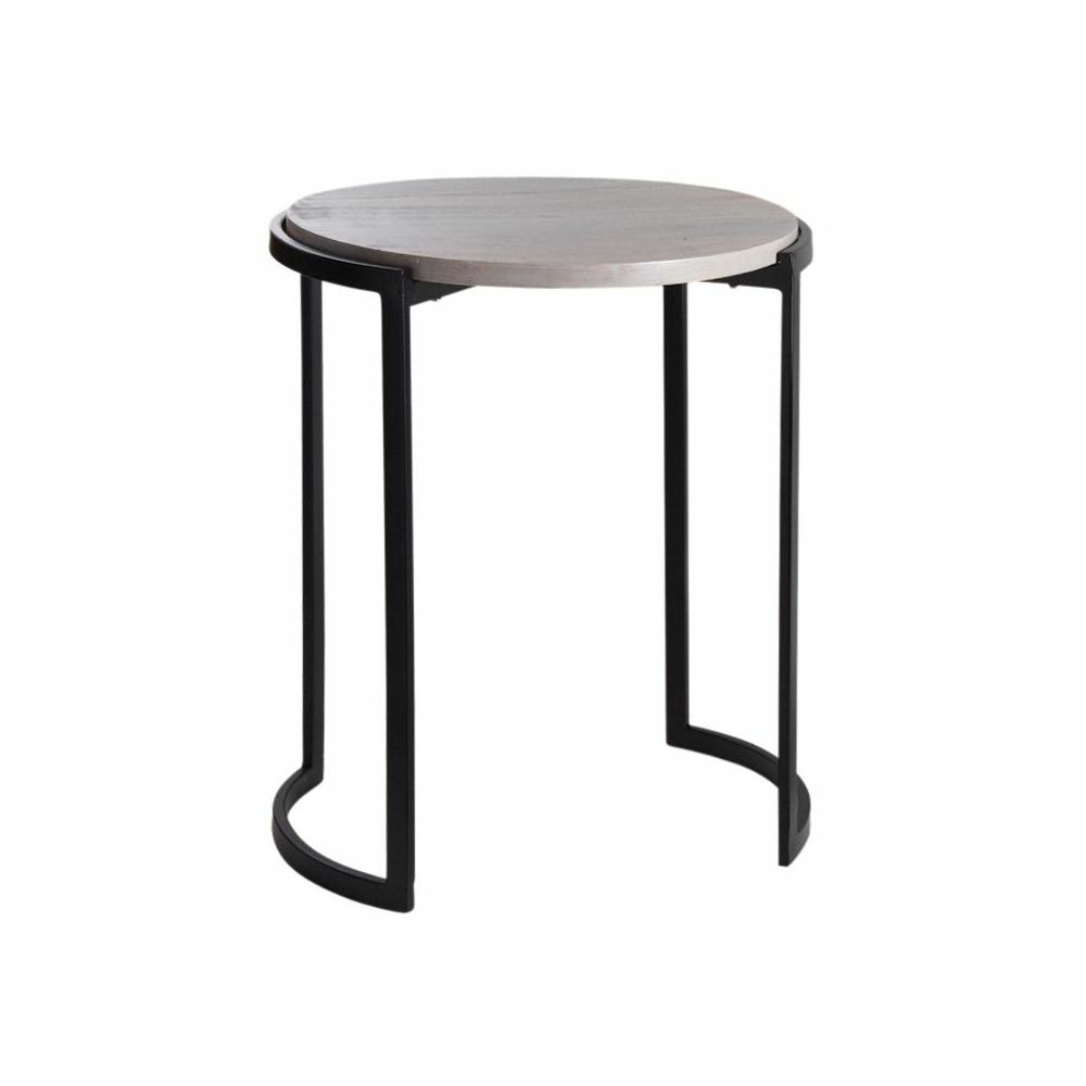 Sellettes rondes en métal et manguier (lot de 3)