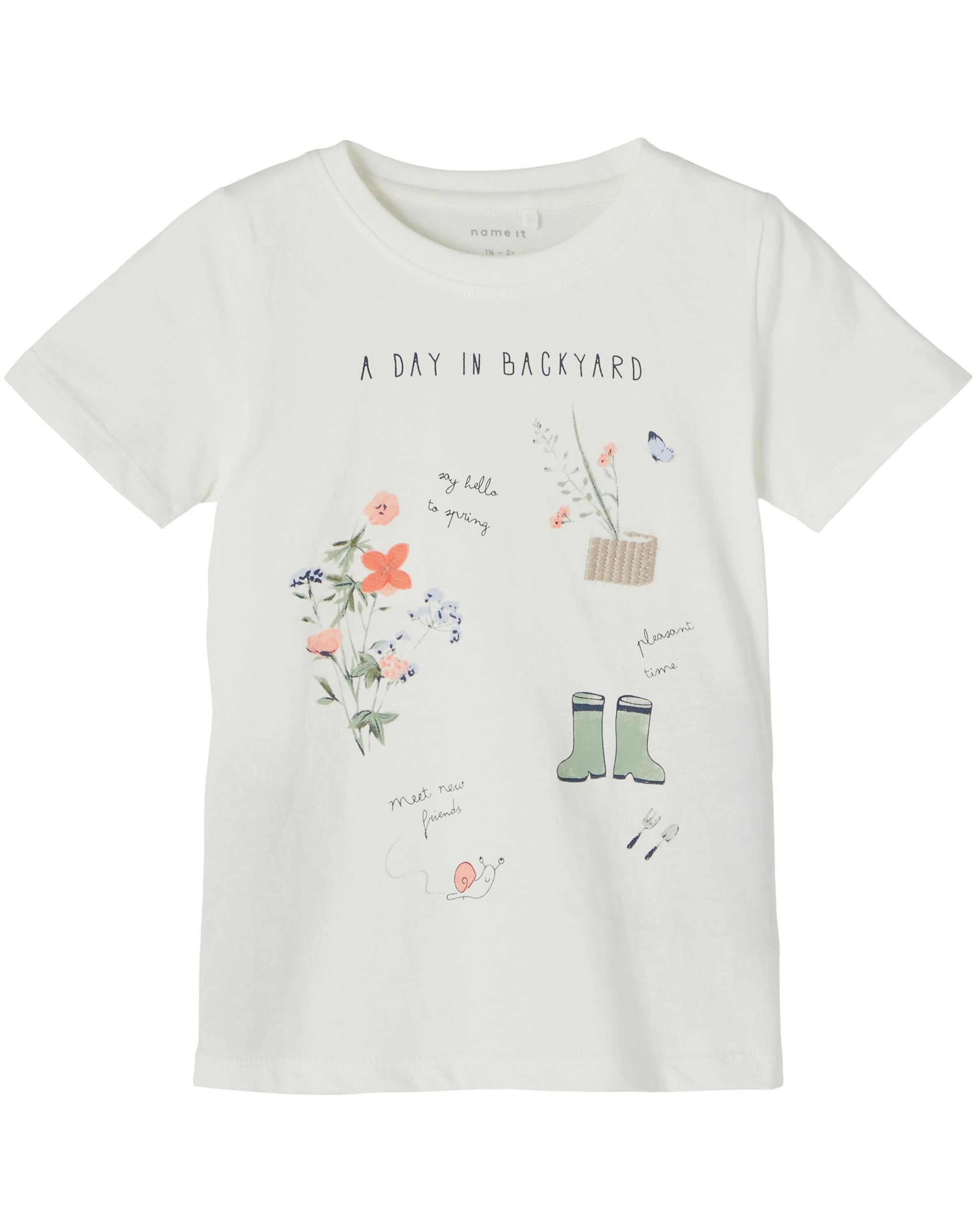 T-Shirt NMFDELTA BACKYARD in white alyssum