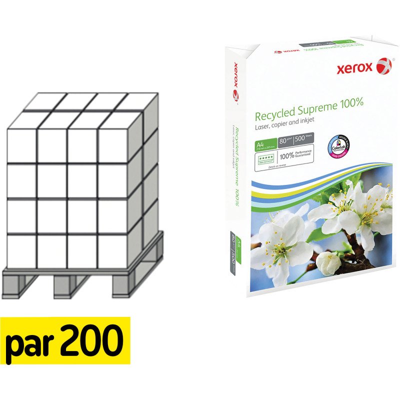 Papier recyclé A4 blanc 80 g Xerox Recycled Supreme - Ramette de 500 feuilles - vendu à la palette