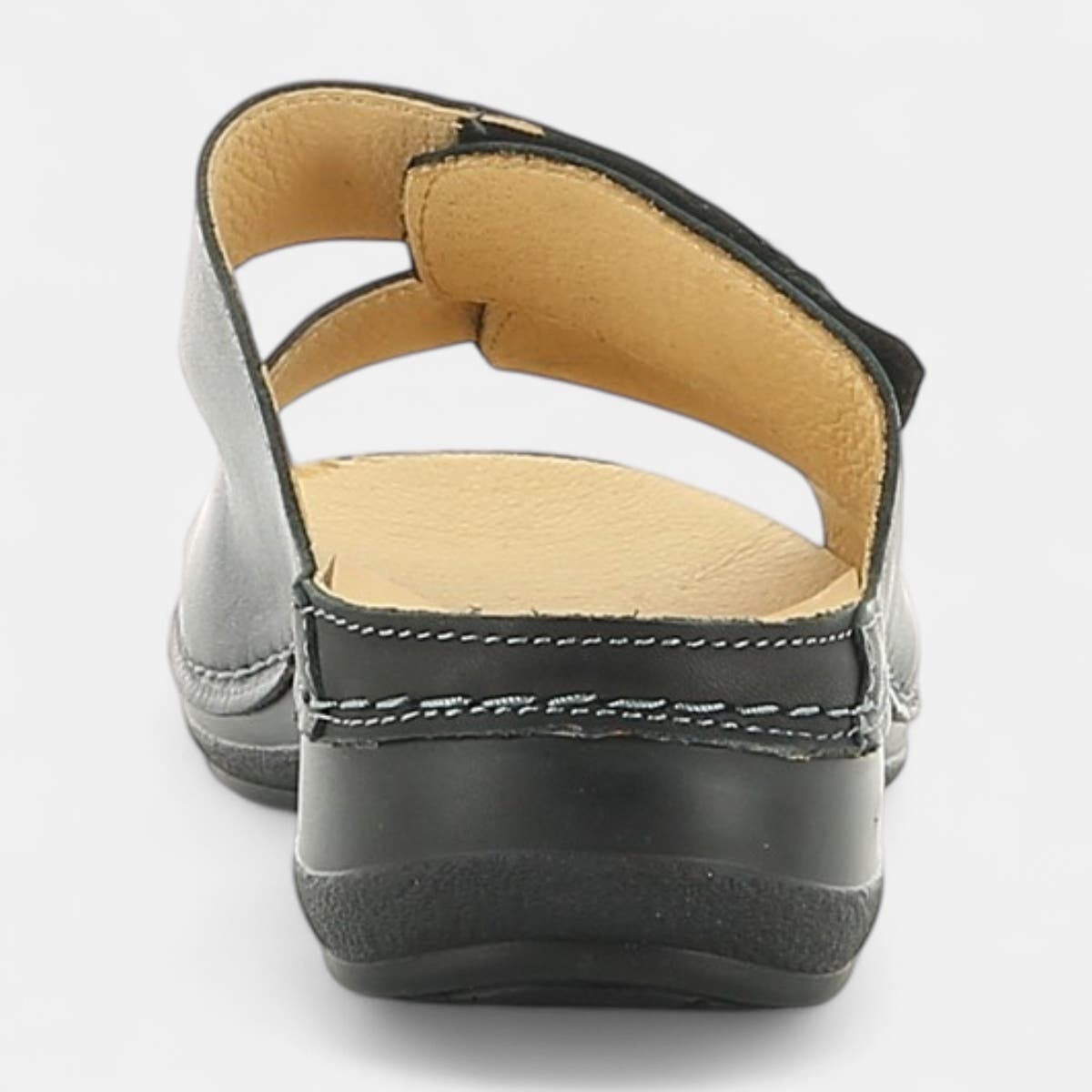 Nu-pieds confort Femme en cuir noir