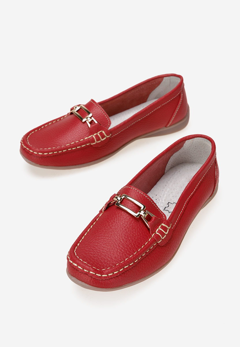 Mocassins femme en cuir rouges Celetina