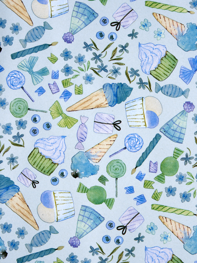 Gavepapir | Papir. 70 cm x 3 m. | Smokey Blue, Blue