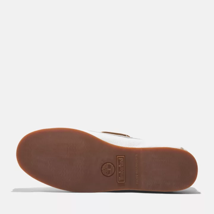 Chaussures bateau classique en cuir pour homme en blanc
