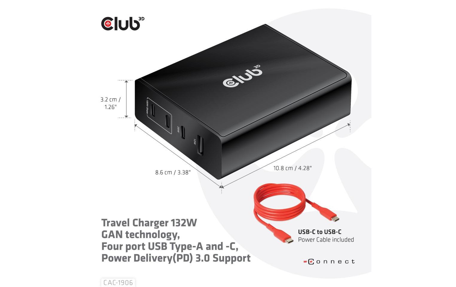 USB-Wandladegerät CAC-1906<br>Kompakter USB-Ladeadapter mit PowerDelivery und GaN-Technologie