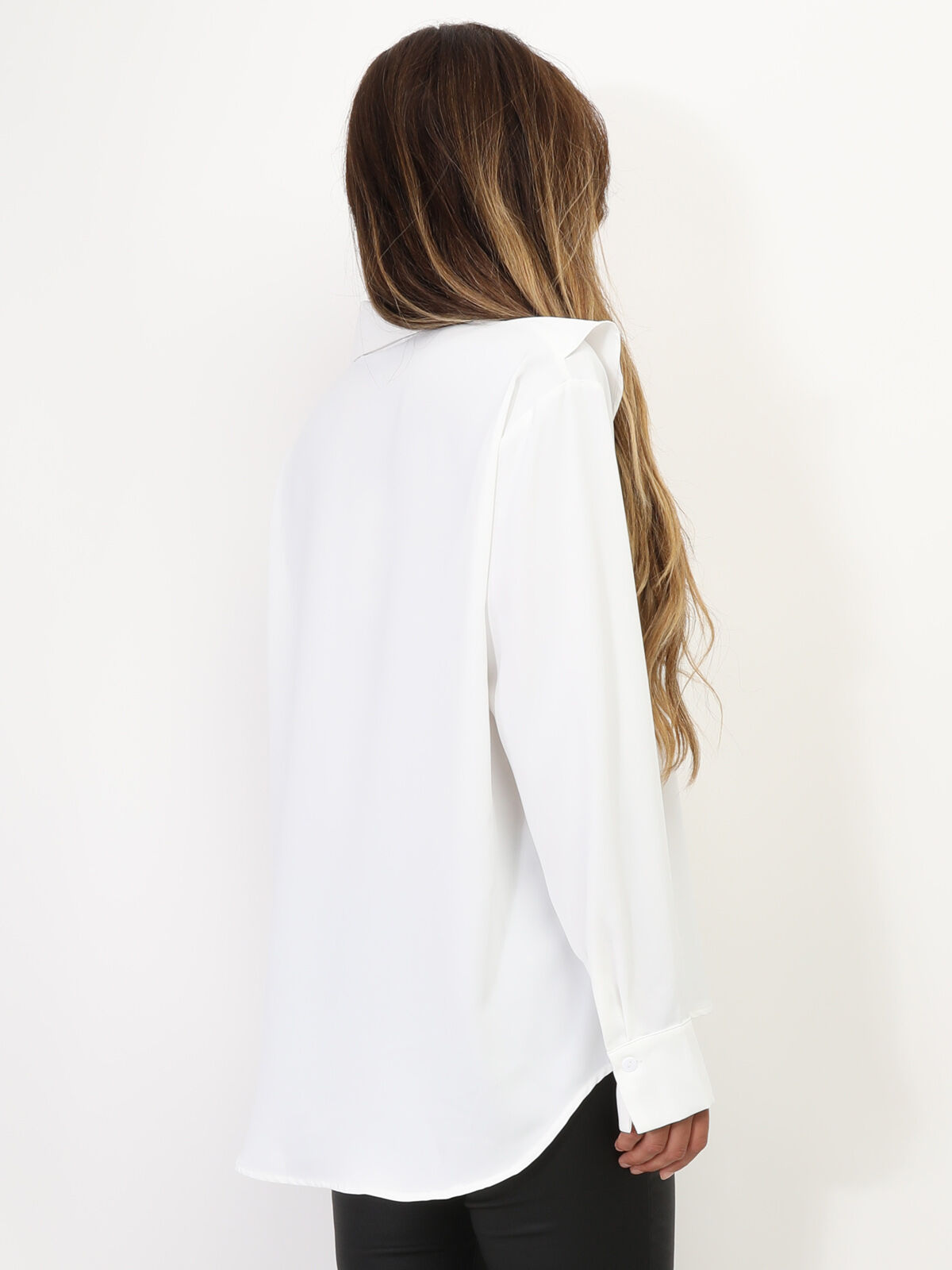 Chemise fluide à col jabot- Blanc