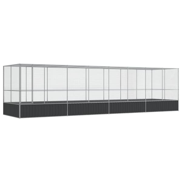 vidaXL Voliere med forlengelse sølv 832x207x212 cm stål