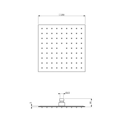 Plieger Napoli hoofddouche vierkant 25cm mat zwart