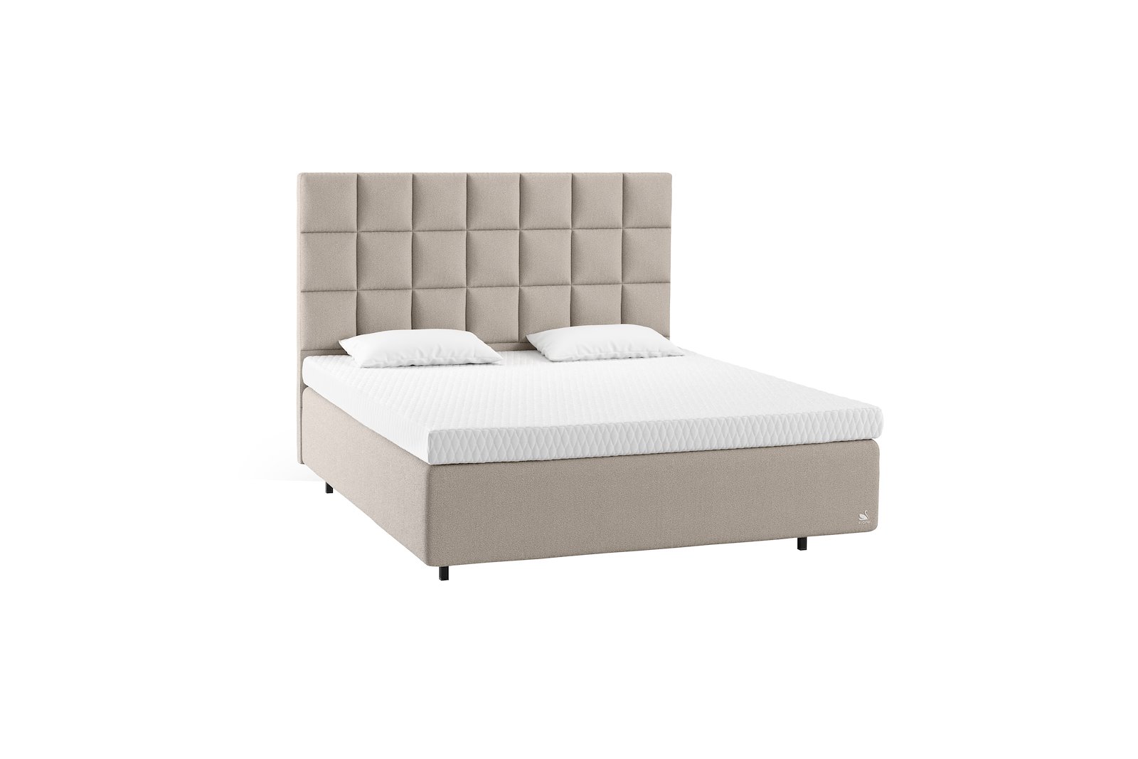Zoe kontinentalseng Tekstil Dream Grey, Integrert overmadrass og Floating Legs