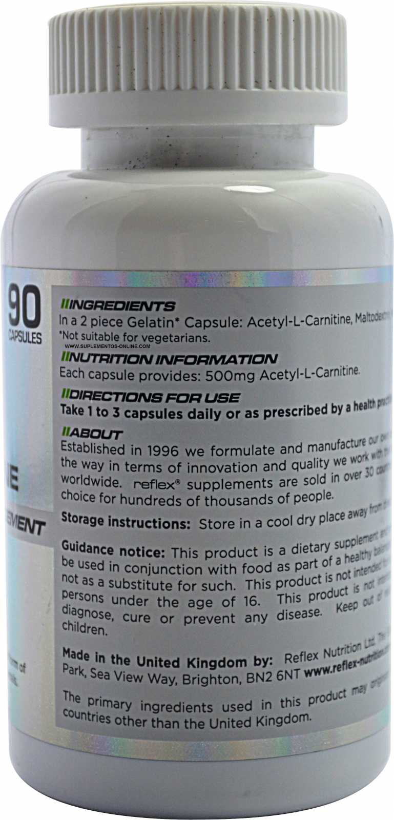Reflex Acetil-L-Carnitina 500 mg 90 cápsulas