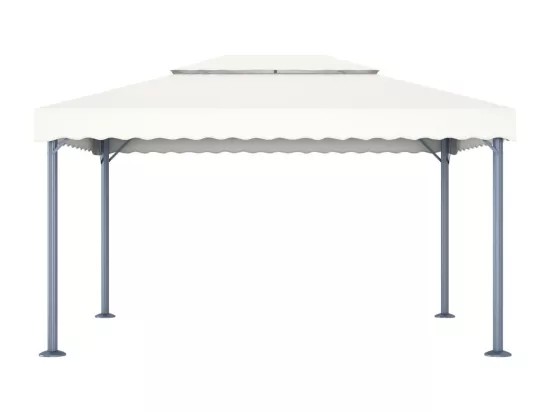 Tonnelle avec guirlande lumineuse à LED 4x3 m Crème Aluminium
