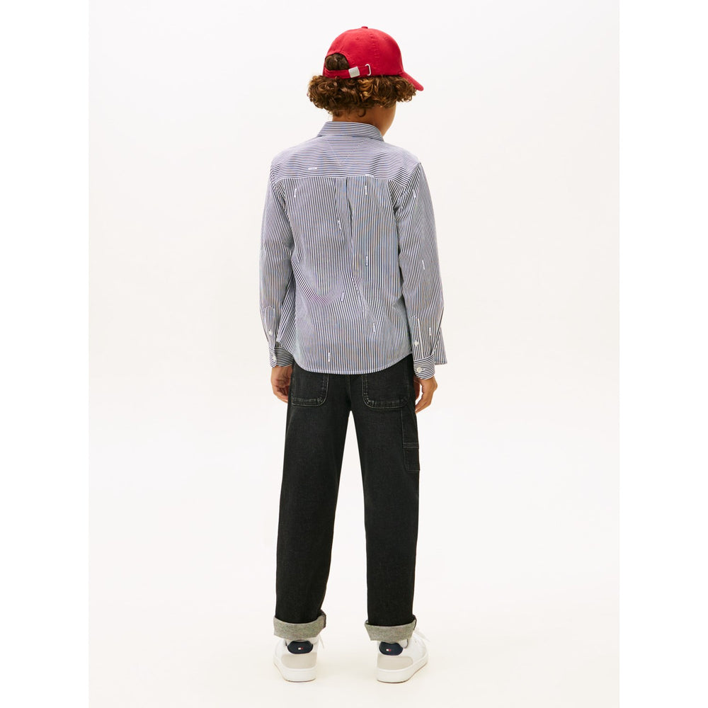 Køb Tommy Hilfiger Dark Night Navy White Stripe Aop Jersey Skjorte