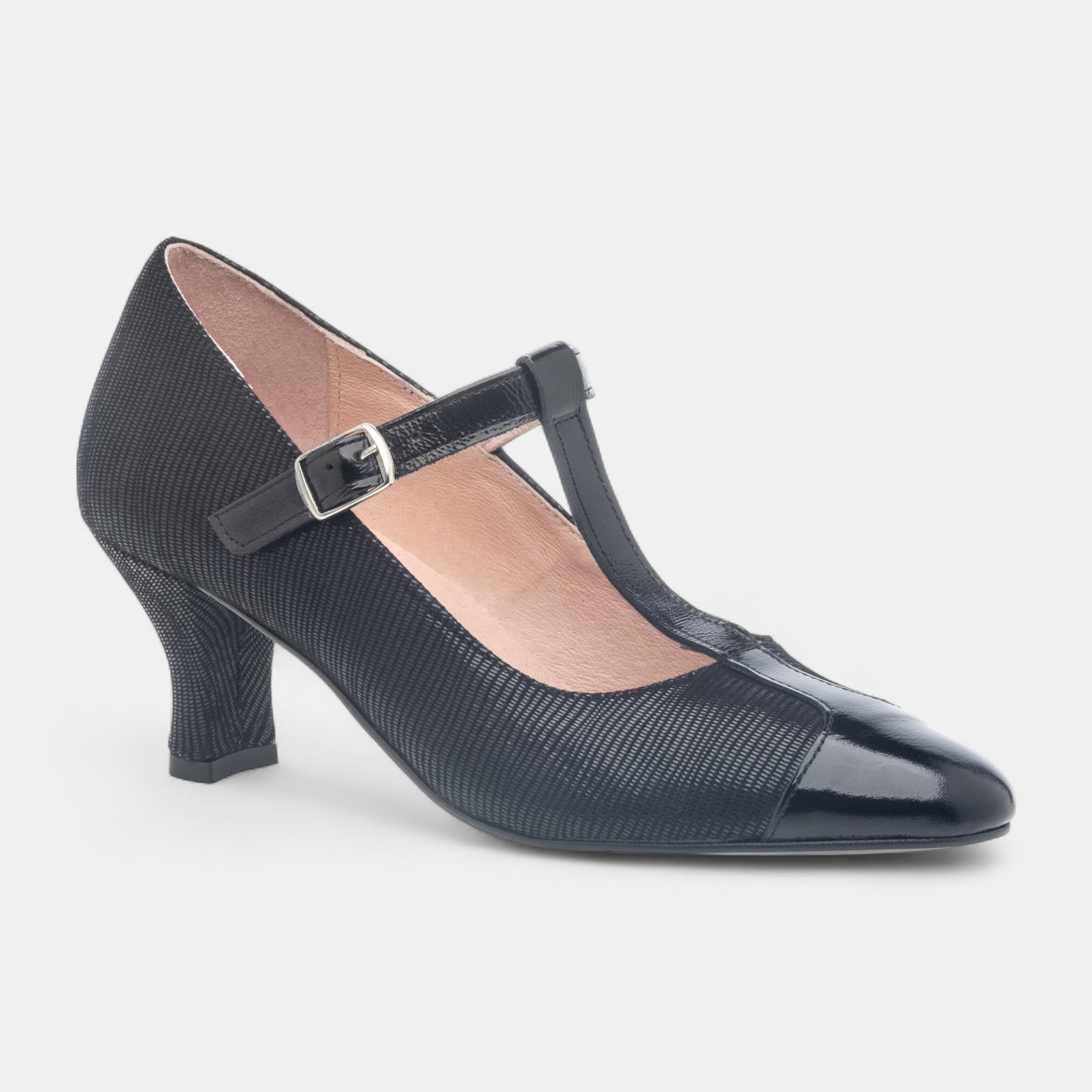 Babies à talon Femme en cuir noir