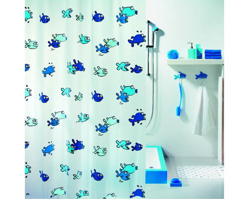 Spirella Hugo blauw douchegordijn, 180 x 200 cm