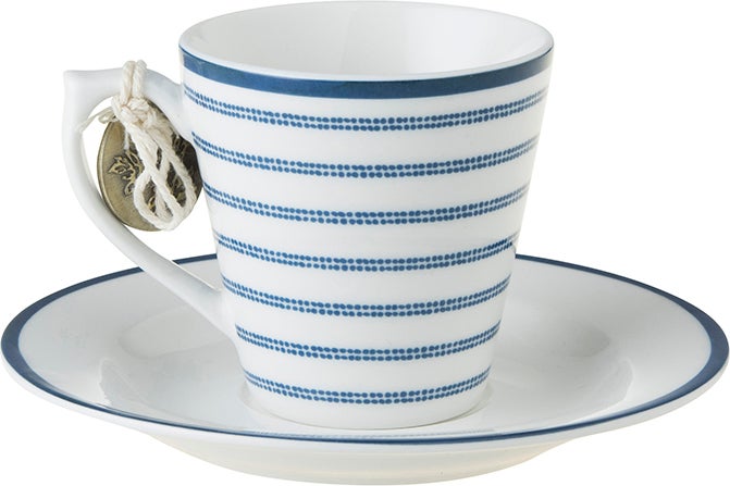 Laura Ashley kop en schotel Candy Stripe blauw 0,9 L