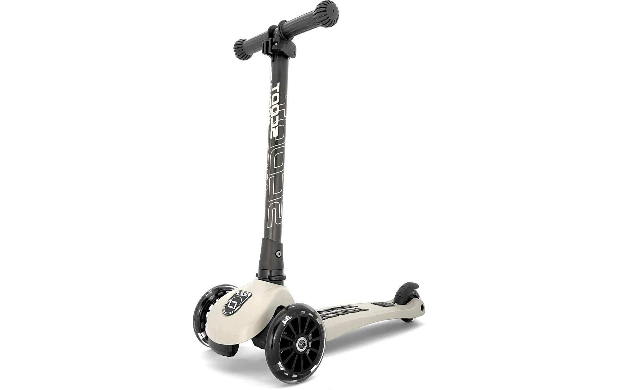 Scooter Highwaykick 3 LED, AshZusammenklappbarer Mini-Scooter mit hellen weissen LEDs an den Rädern