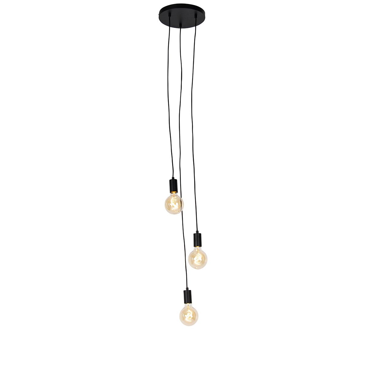 Industriële hanglamp zwart 3-lichts - Facil