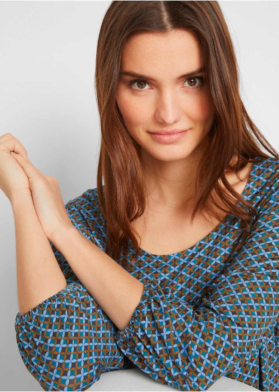 T-shirt manches 3/4 en viscose, forme trapèze