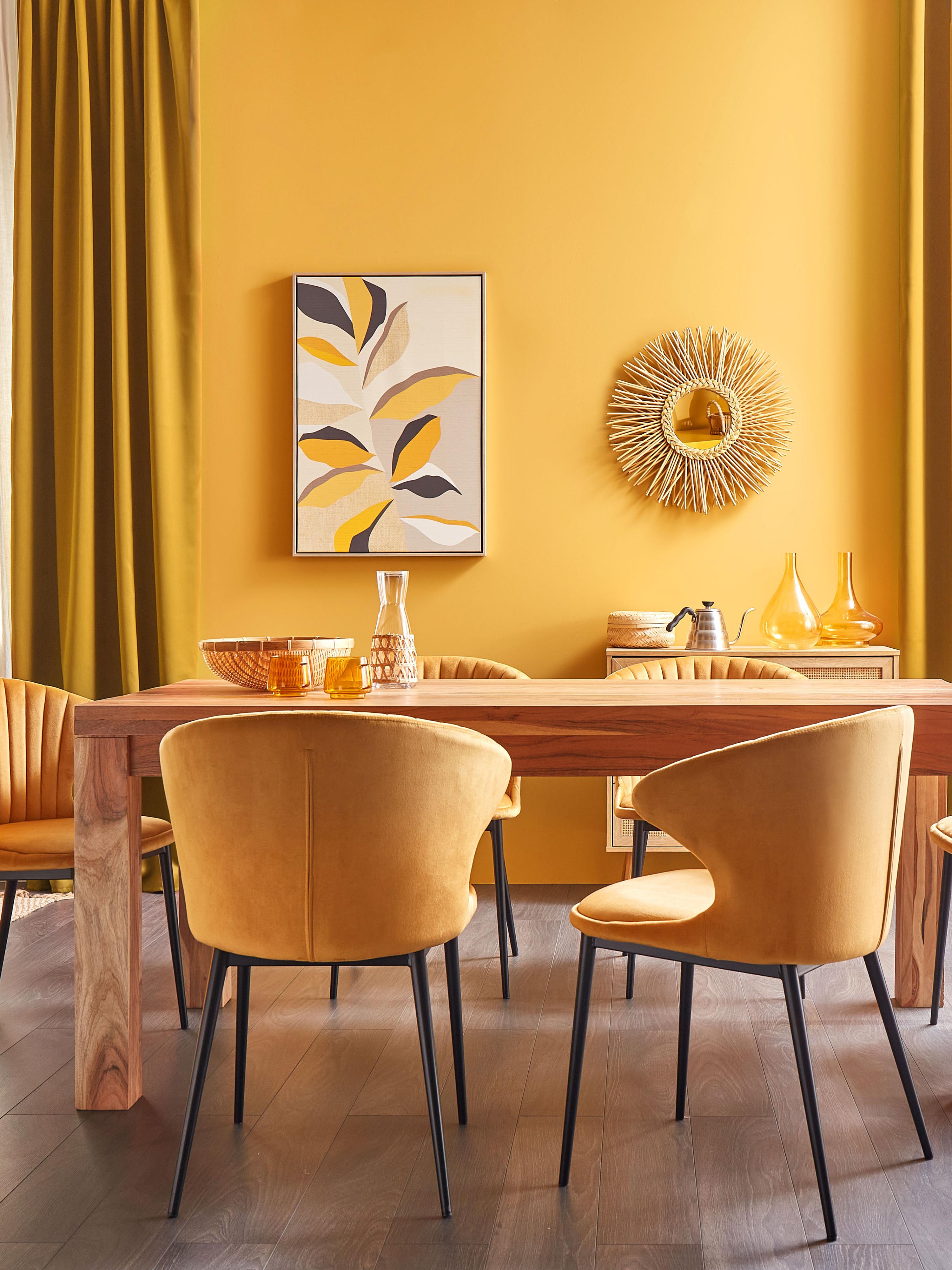 Set van 2 eetkamerstoelen AUGUSTA Fluweel Mosterdgeel