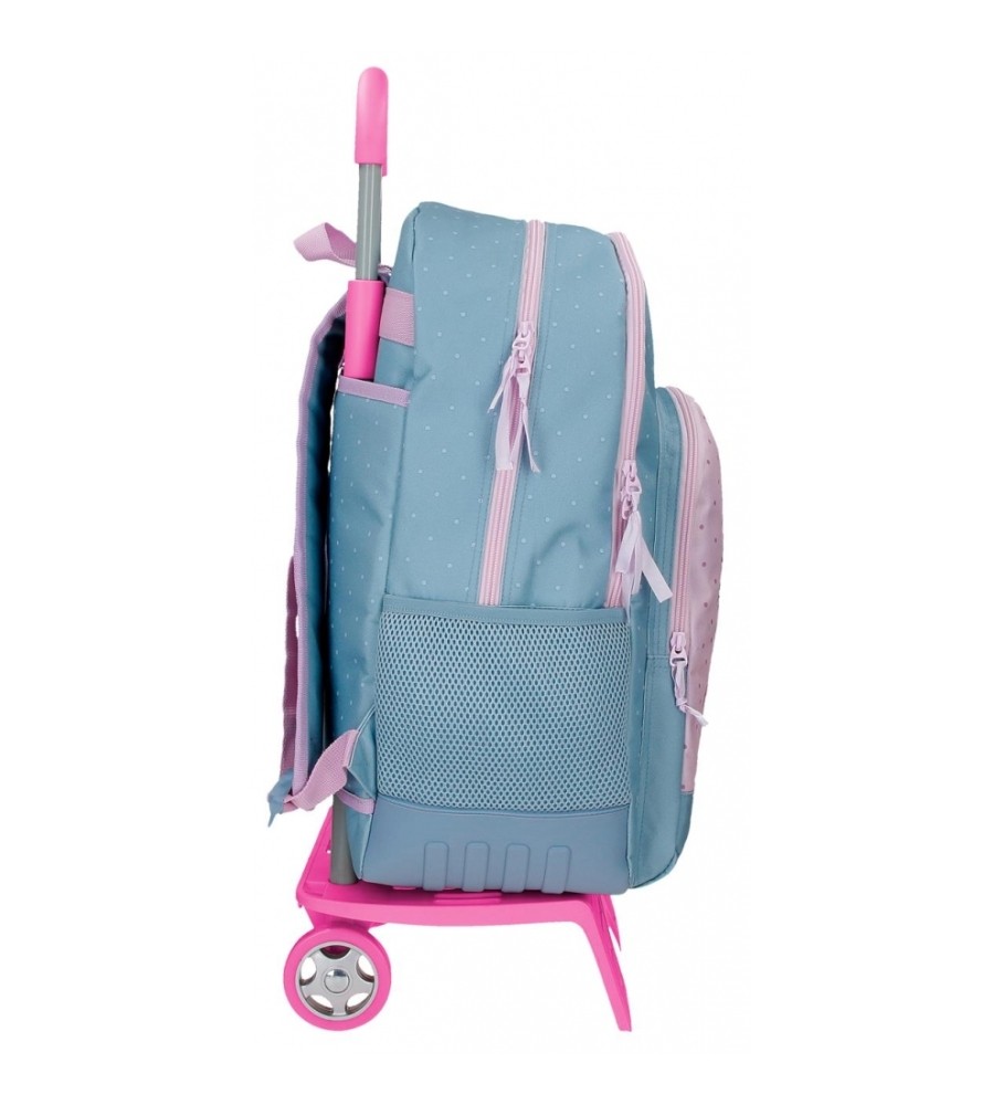 Roll Road Mochila Escolar Roll Road Peace Dos Compartimentos con carro azul, rosa