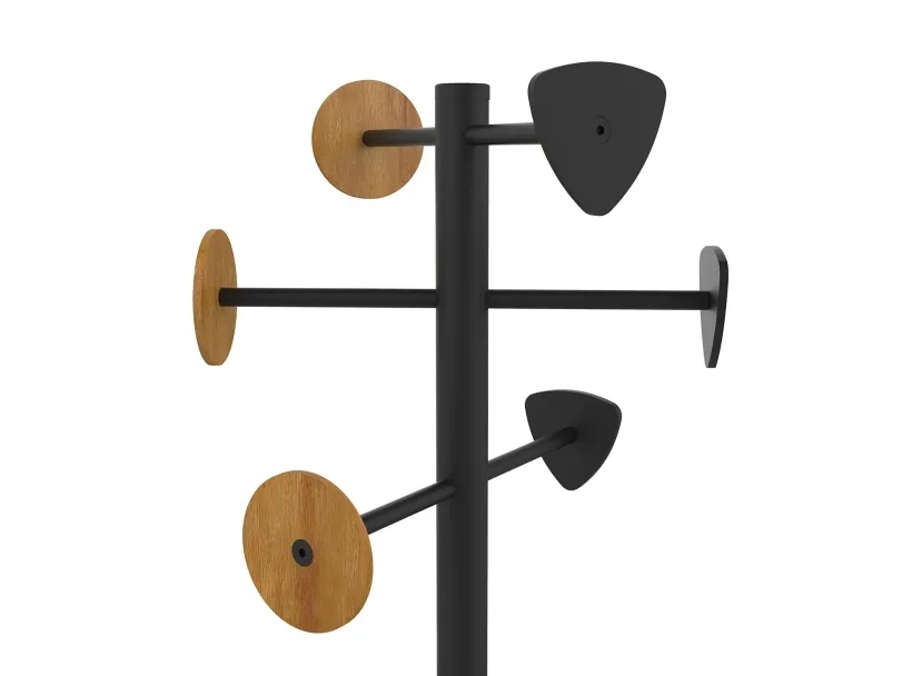 Unilux BORA, Gulvstående, Bamboo, Stål, 6 krog(e), Træ, Sort, 340 mm, 1780 mm