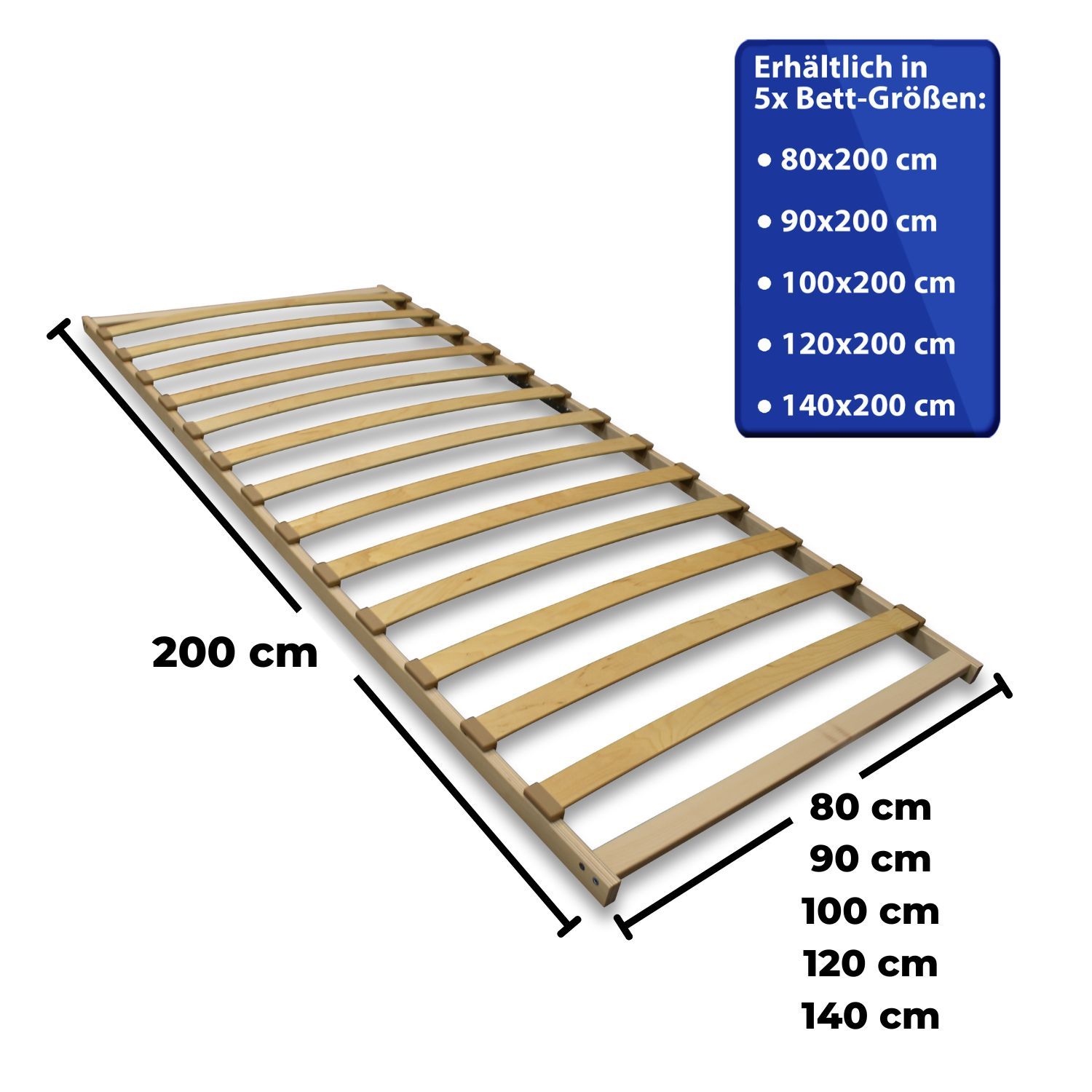 Coemo Lattenrost FIX mit 13 Federleisten - nicht verstellbar - 100 x 200 cm