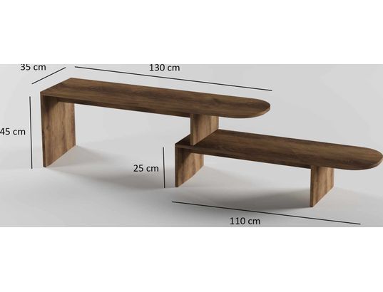 CONCEPT1 - Meuble TV Puzzle noyer 130 x 35 x h45 cm