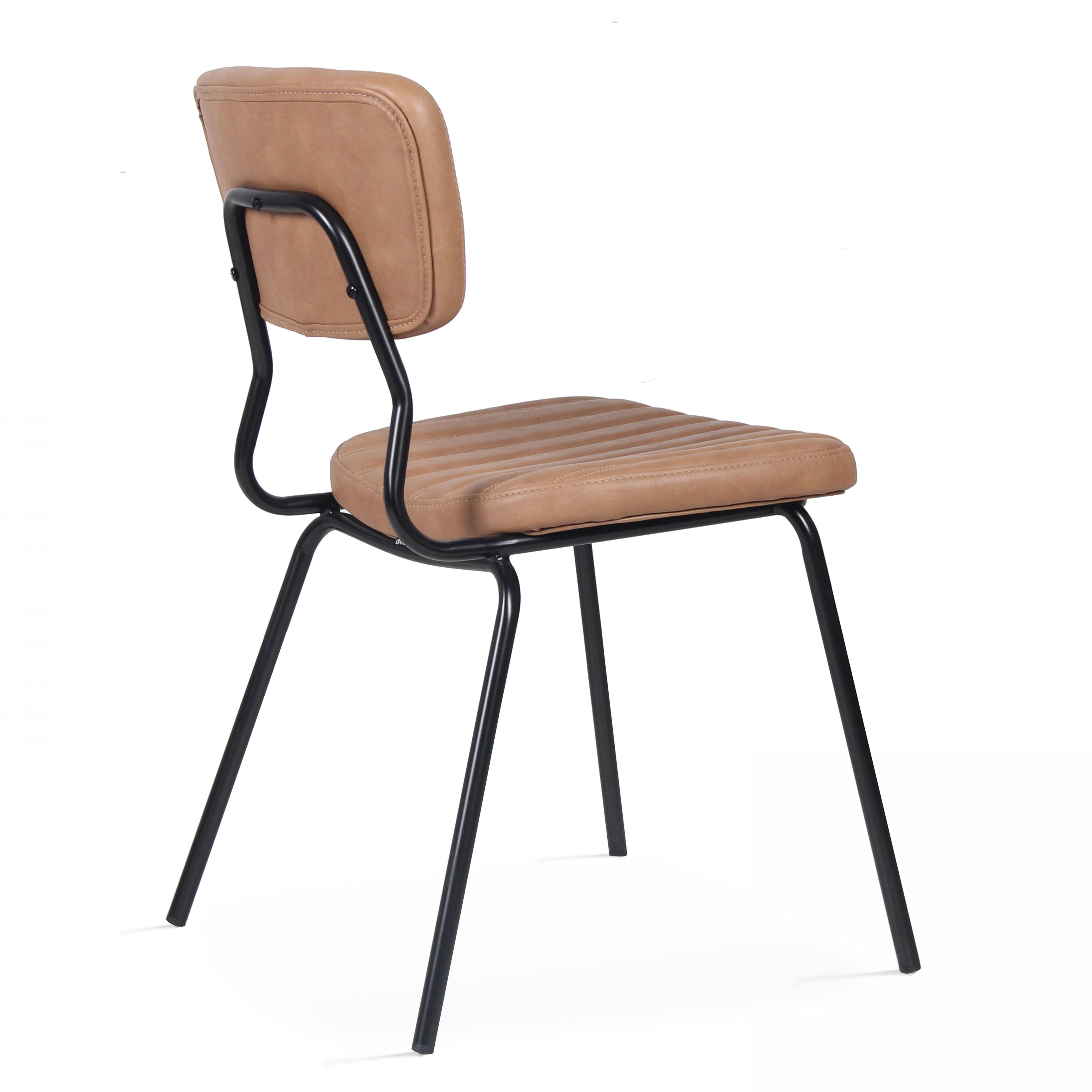 Lot de 2 chaises en textile enduit marron clair