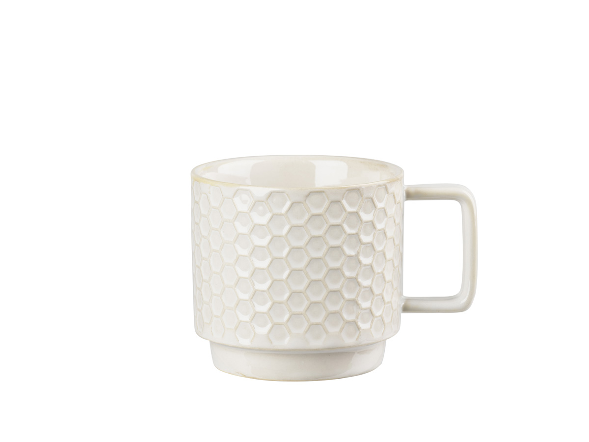 Villa Collection koffiekopjes Elstra met patroon gebroken wit - set van 4