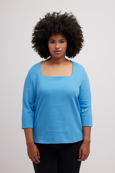 Shirt, Quernaht, Classic, Carrée-Ausschnitt, 3/4-Arm