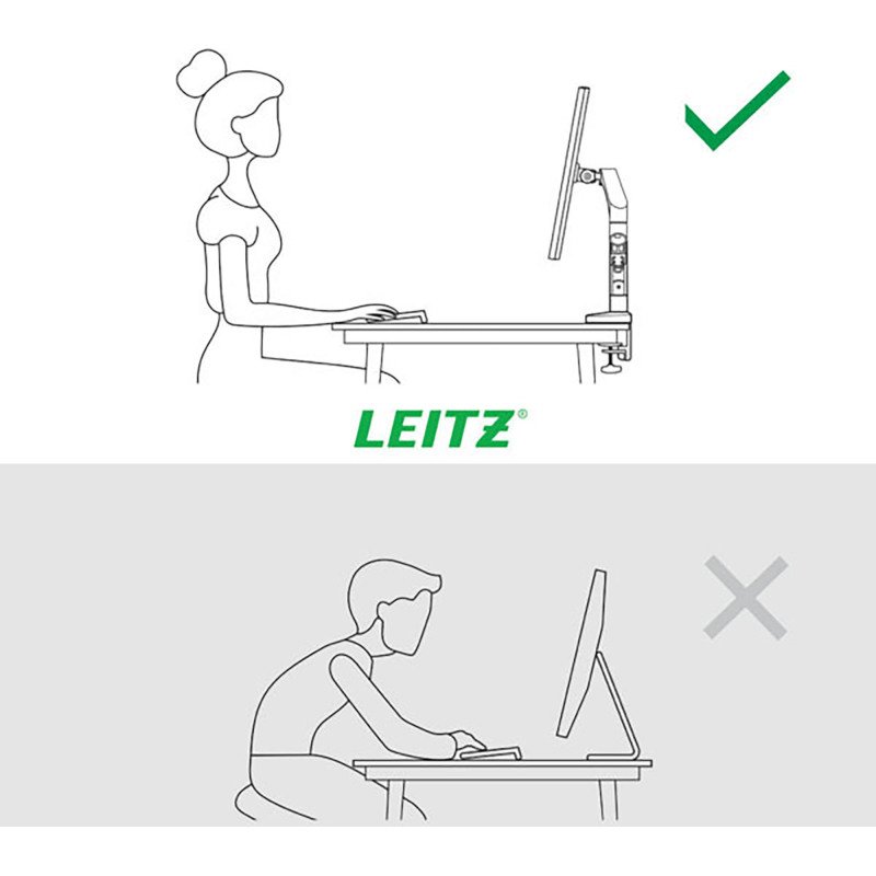 Bras double pour écrans - faible encombrement - gris foncé - Leitz Ergo