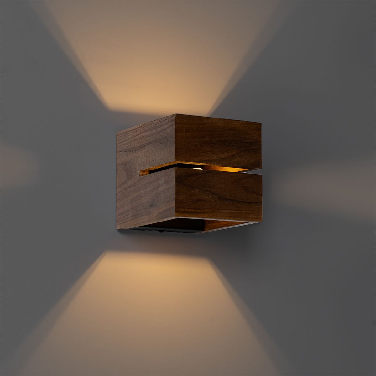 Landelijke wandlamp walnoot hout 9,7 - Transfer Groove