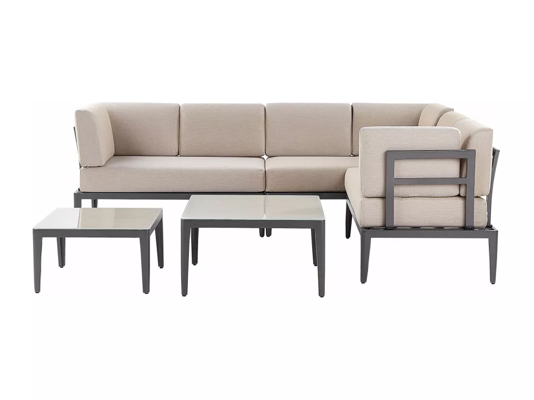 Ensemble de canapés d'angle de jardin 6 places RIMA III Côté droite Métal Beige