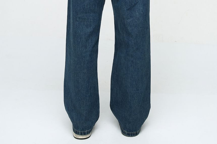 FAERIS - Hoge taille gewassen losse jeans