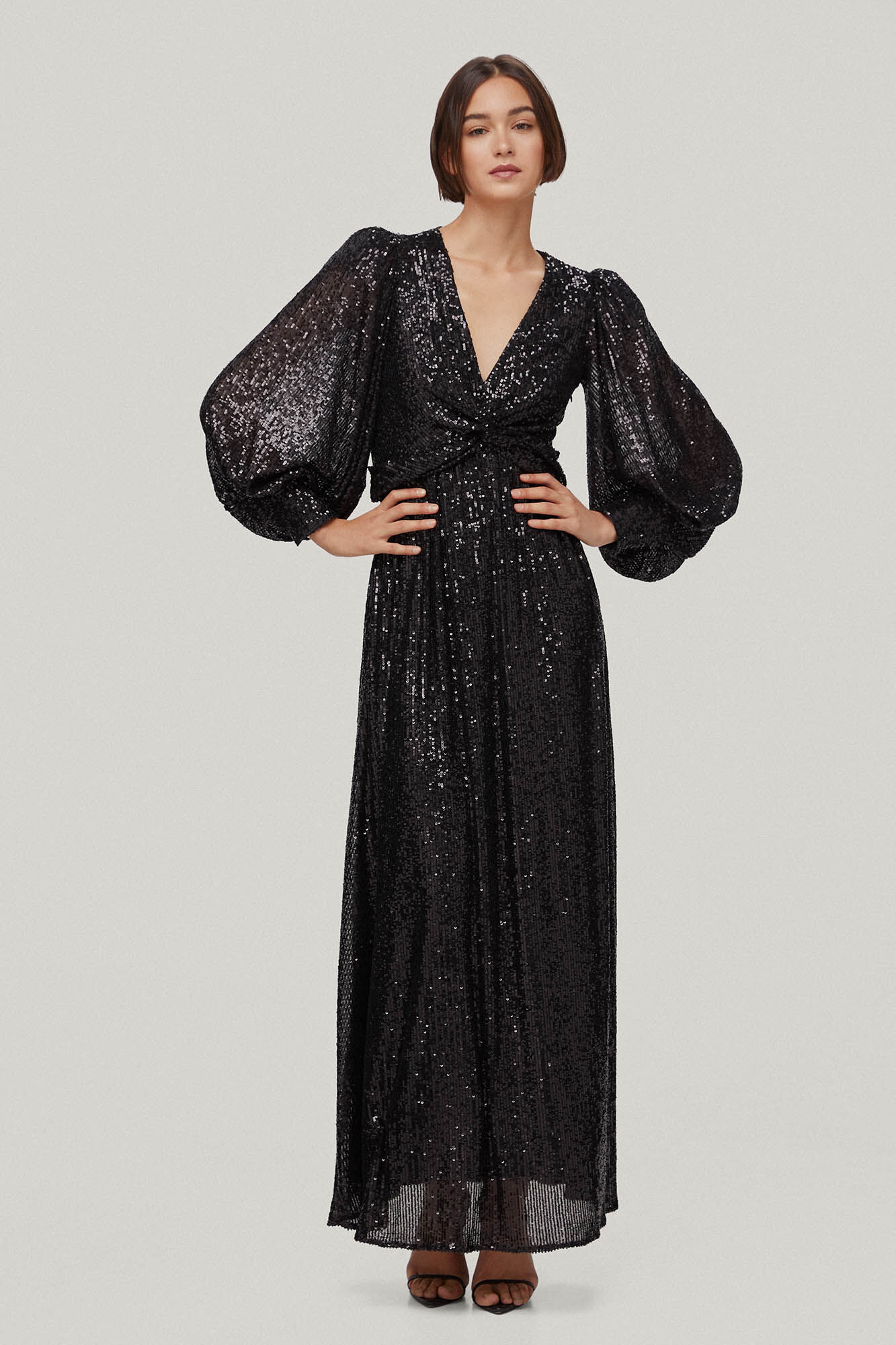 Vestido Jacaranda com lantejoulas brilhantes - Preto