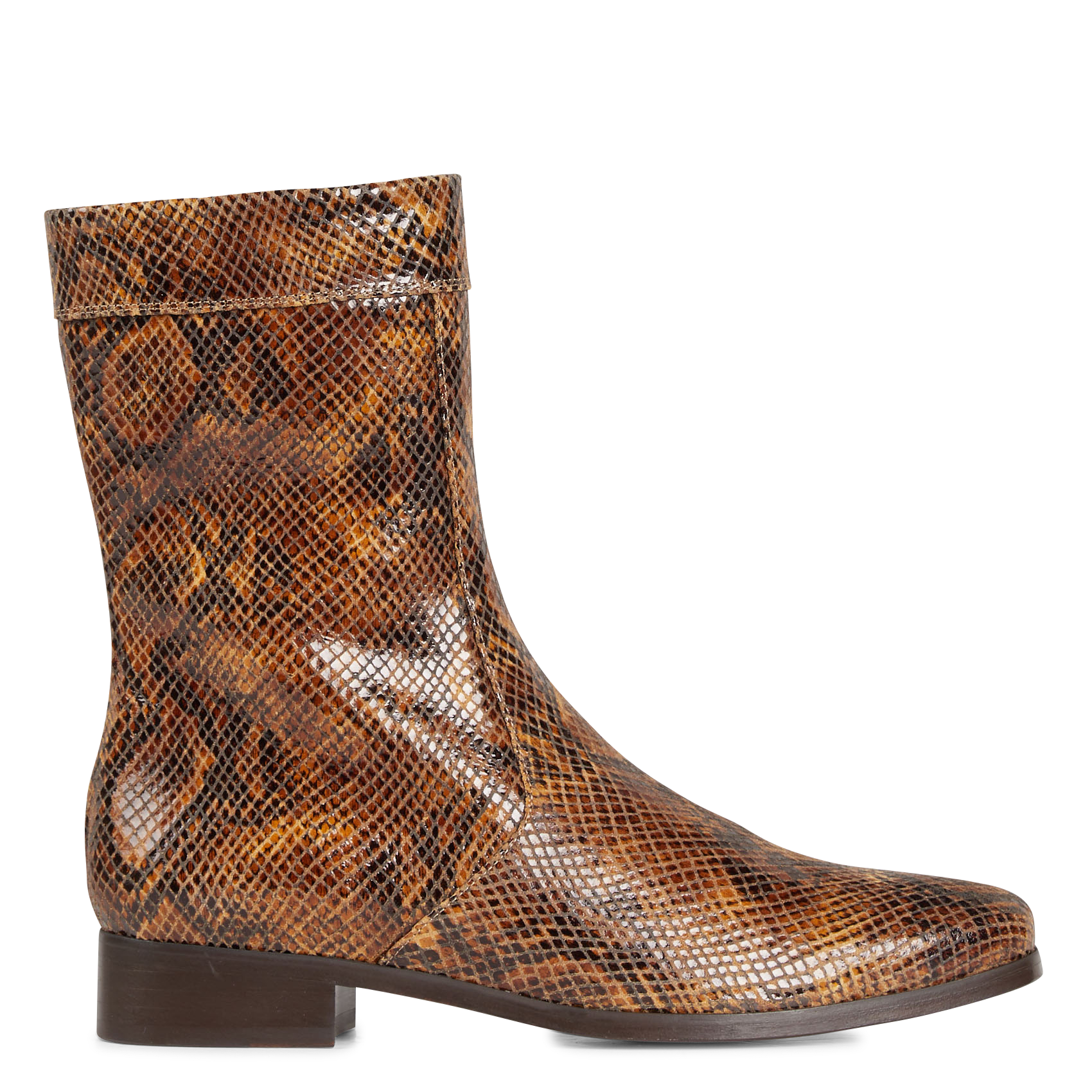 ECAILLE - Bottines en cuir imprimé python | Marron